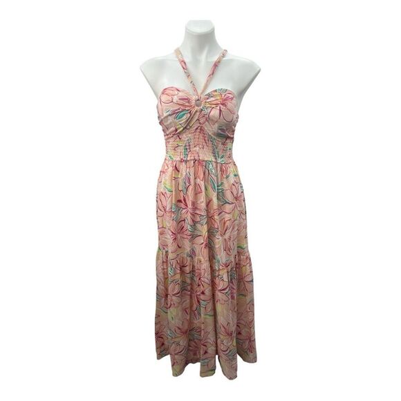 Jessica Simpson Pink and Orange Halter Sundress - Picture 1 of 8